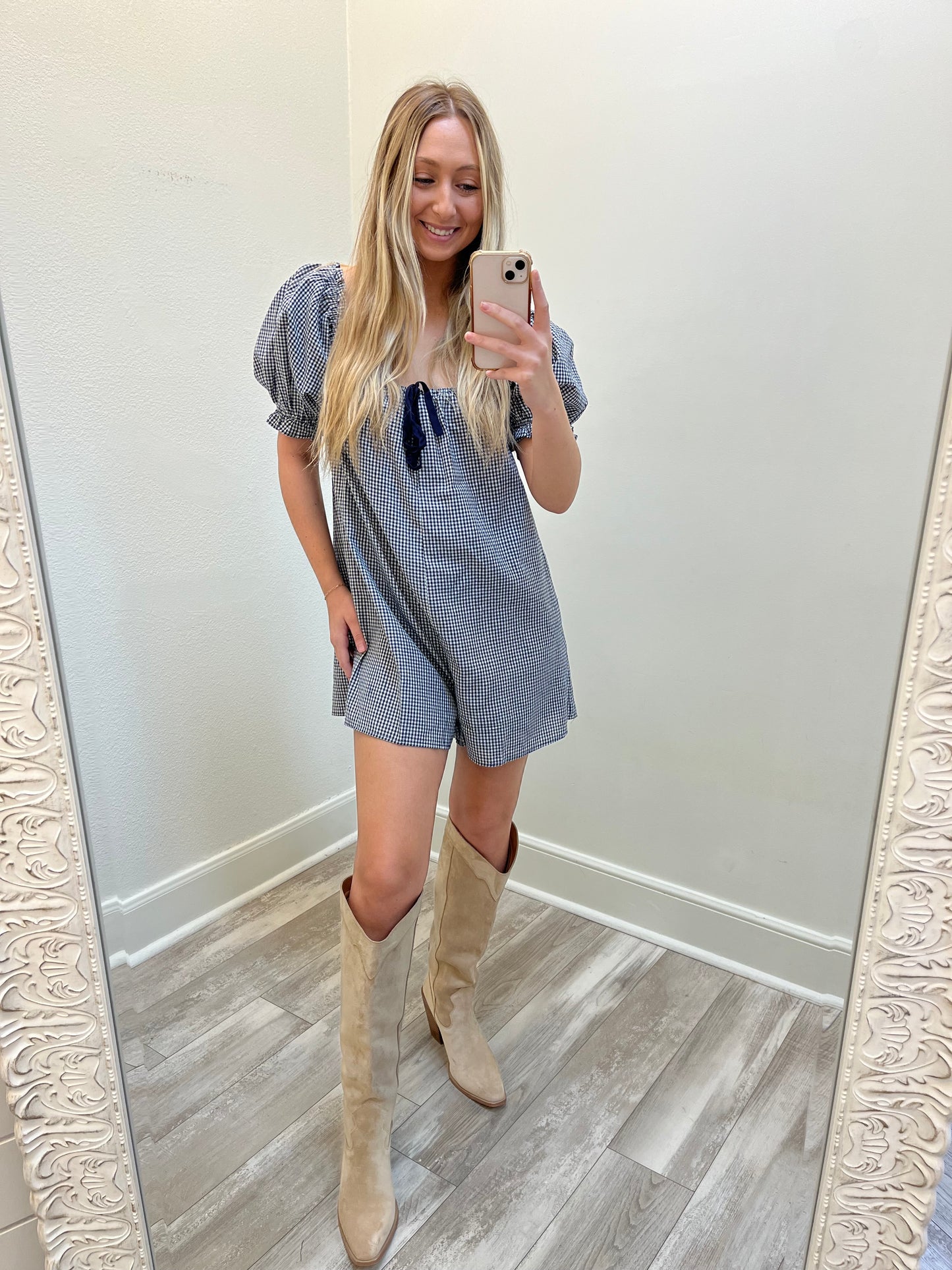 Gingham Romper(navy)