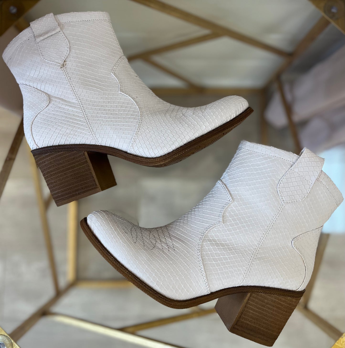 White Snake skin Booties