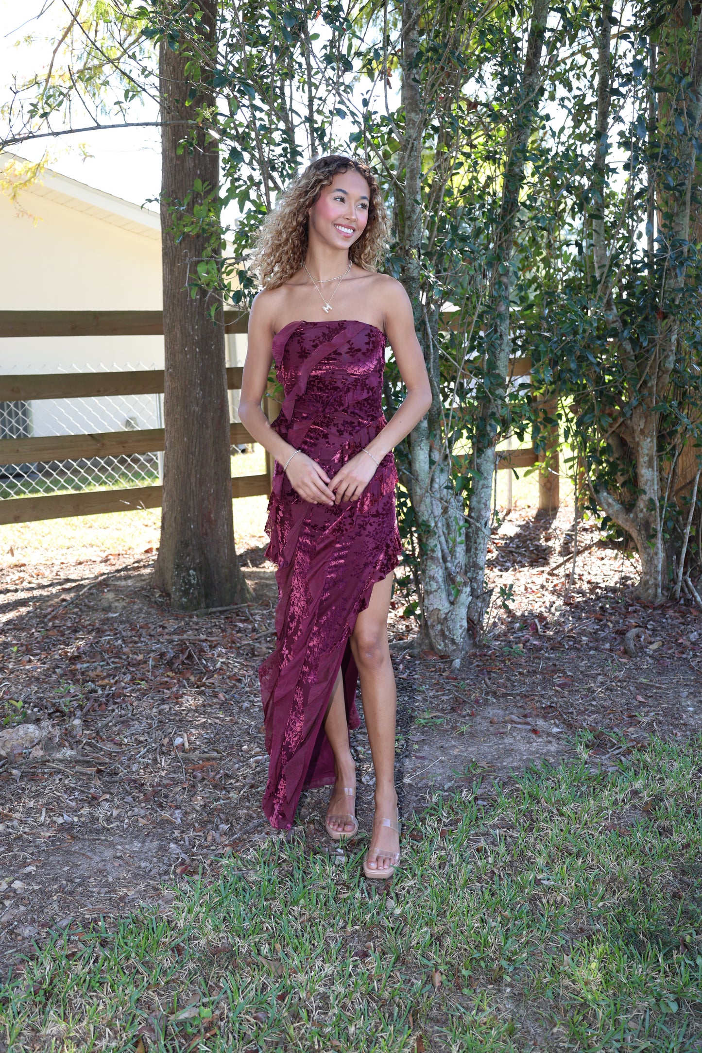 Flocking Dress(wine)