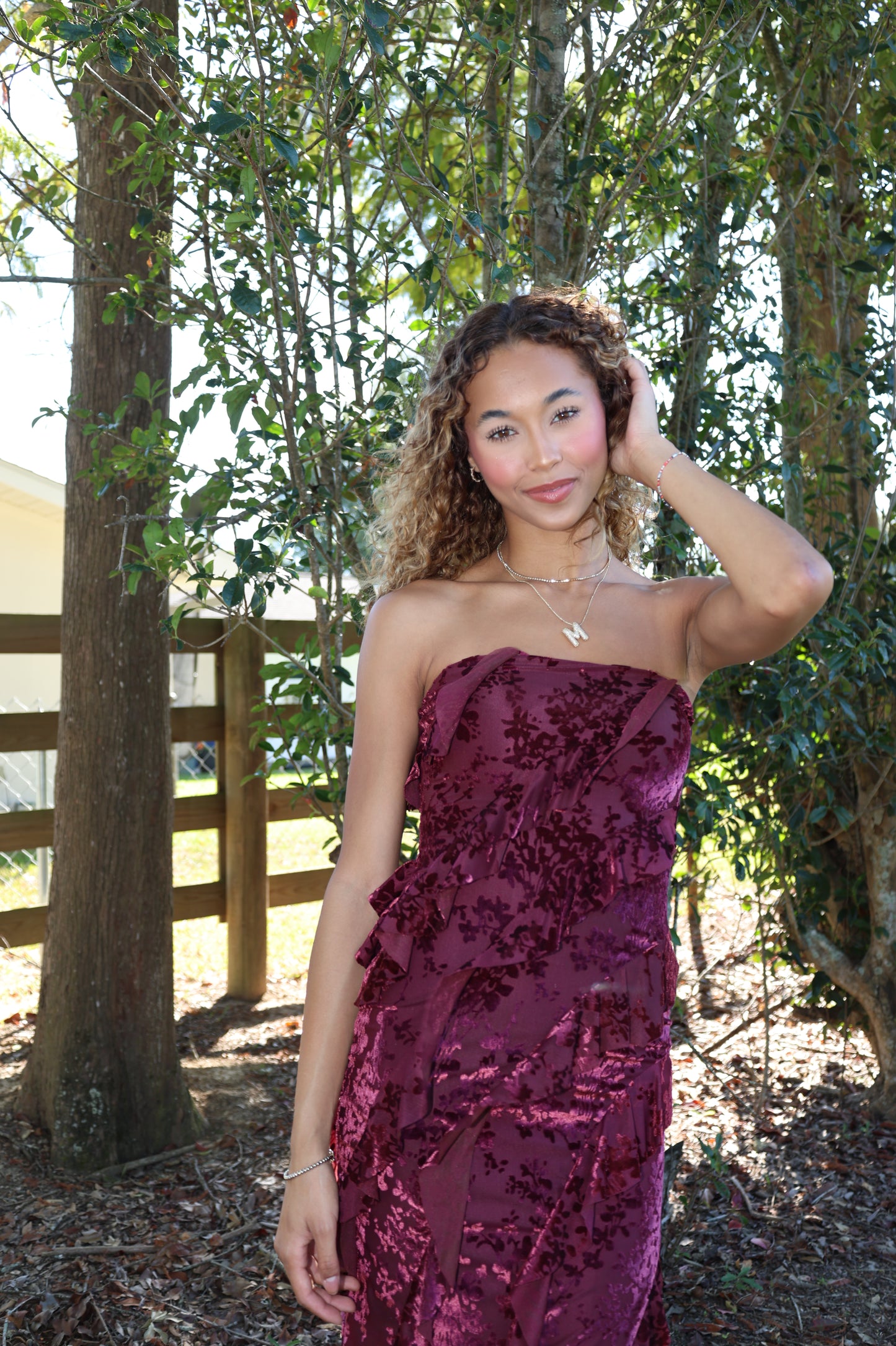 Flocking Dress(wine)