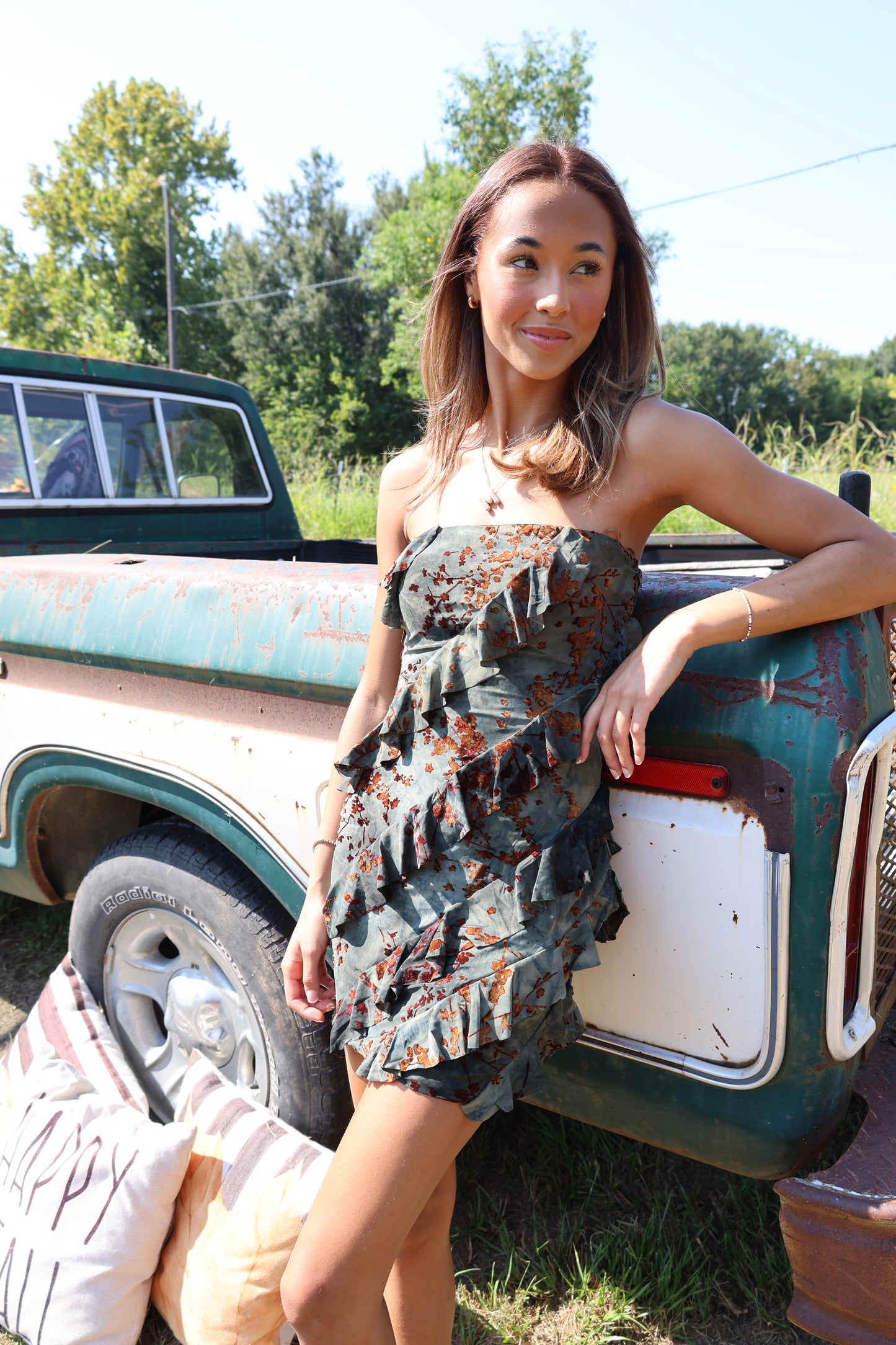 Flocking Dress(olive)