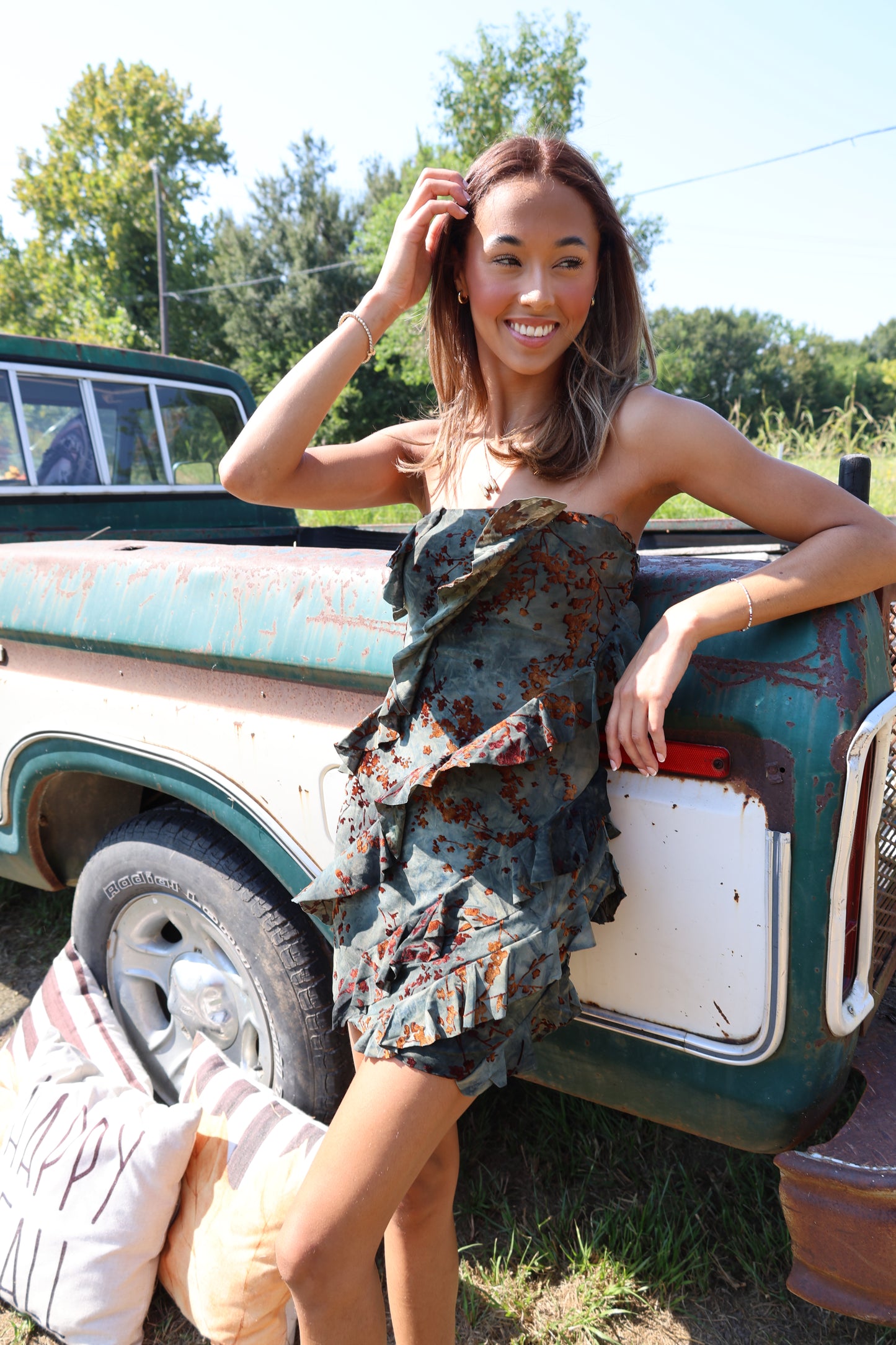 Flocking Dress(olive)