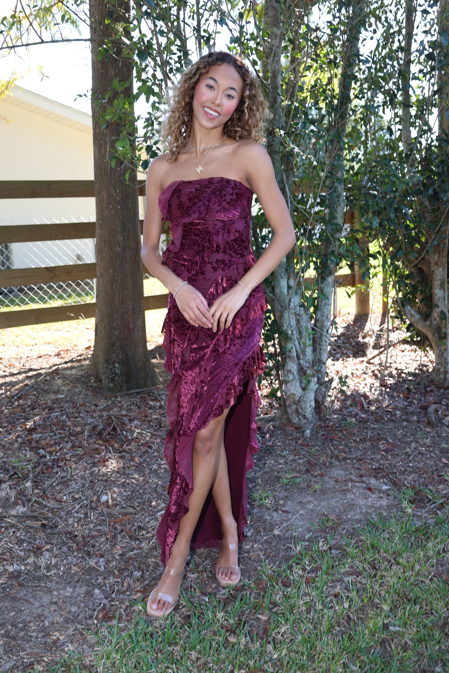 Flocking Dress(wine)