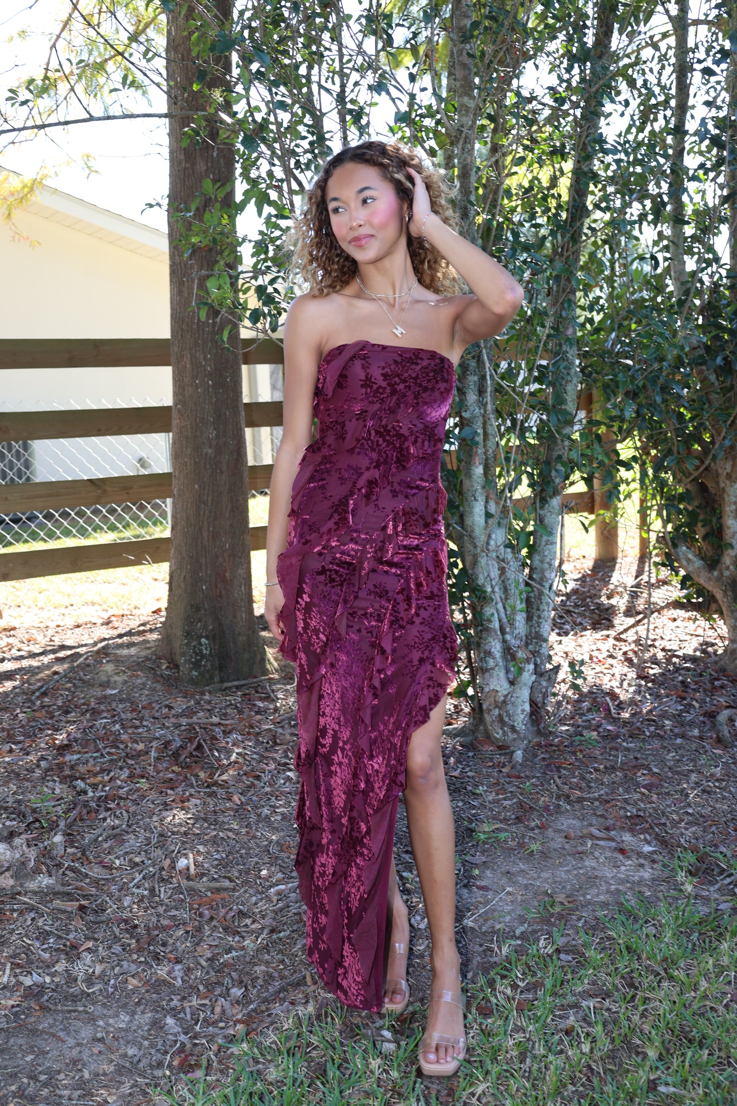 Flocking Dress(wine)