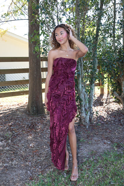 Flocking Dress(wine)