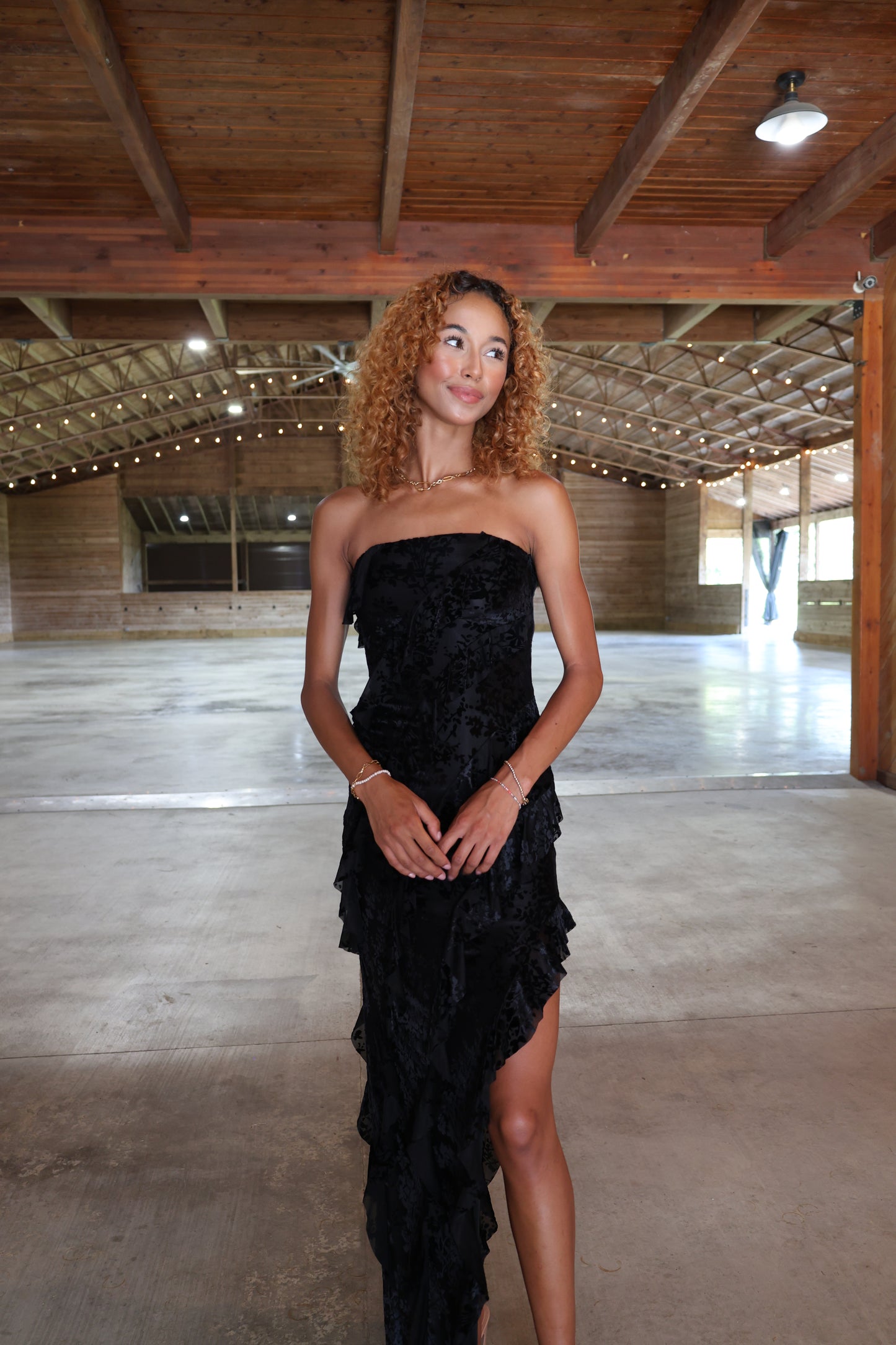 Flocking Dress(black)