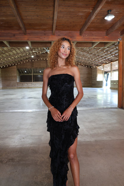 Flocking Dress(black)