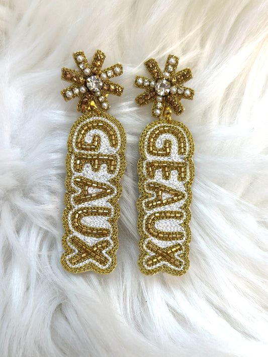 Gold Geaux Football earrings