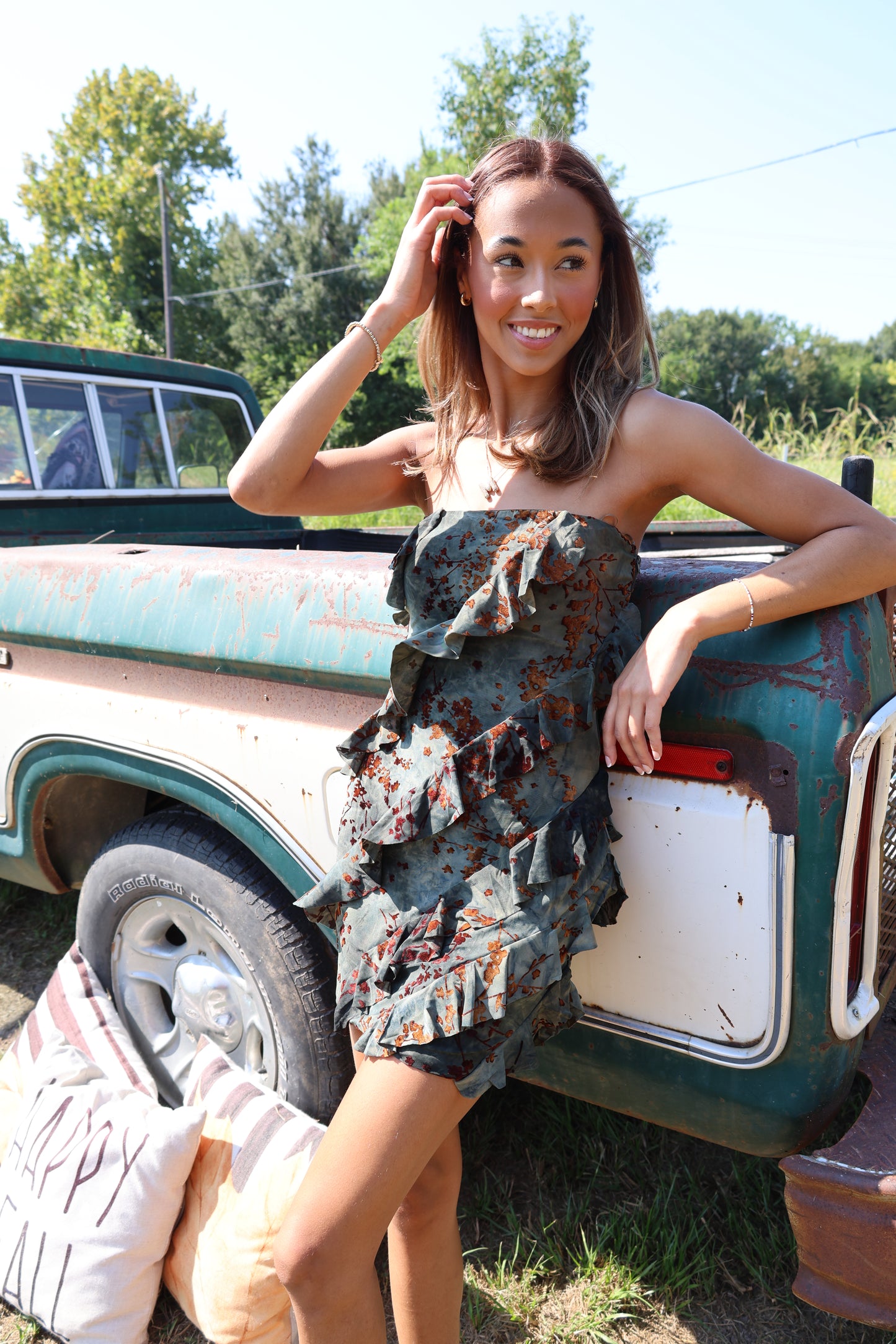 Flocking Dress(olive)