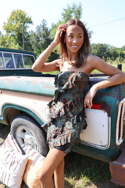 Flocking Dress(olive)