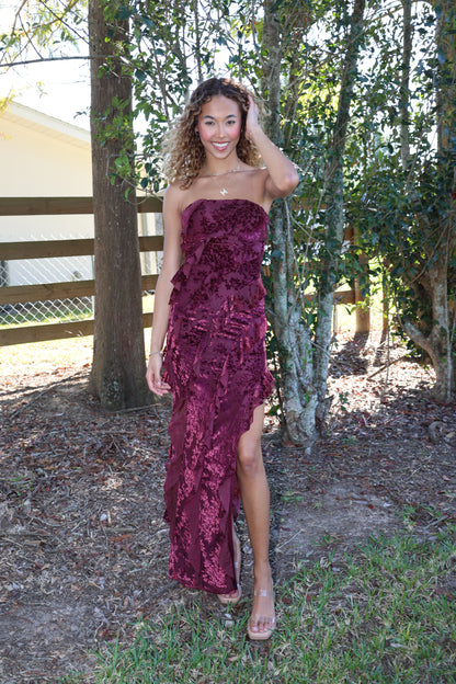 Flocking Dress(wine)