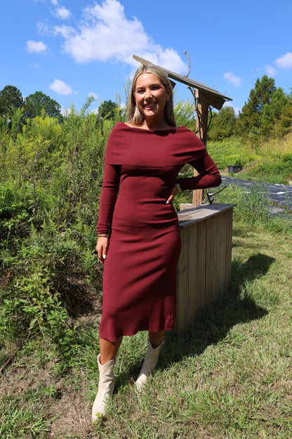 Just Right Dress(burgandy)