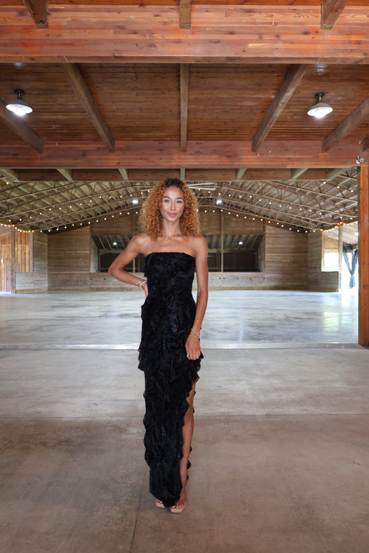 Flocking Dress(black)