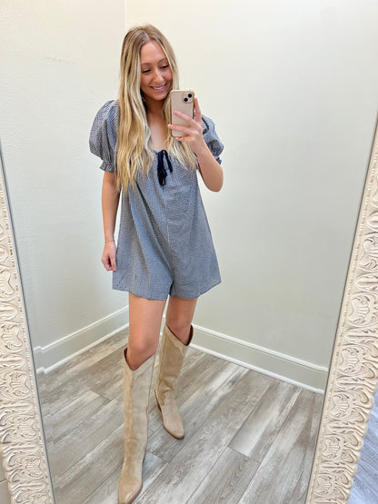 Gingham Romper(navy)