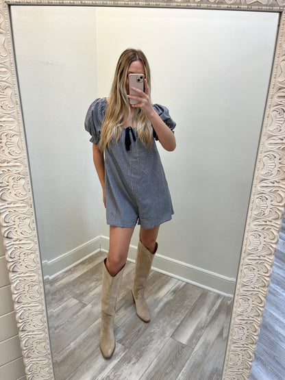 Gingham Romper(navy)