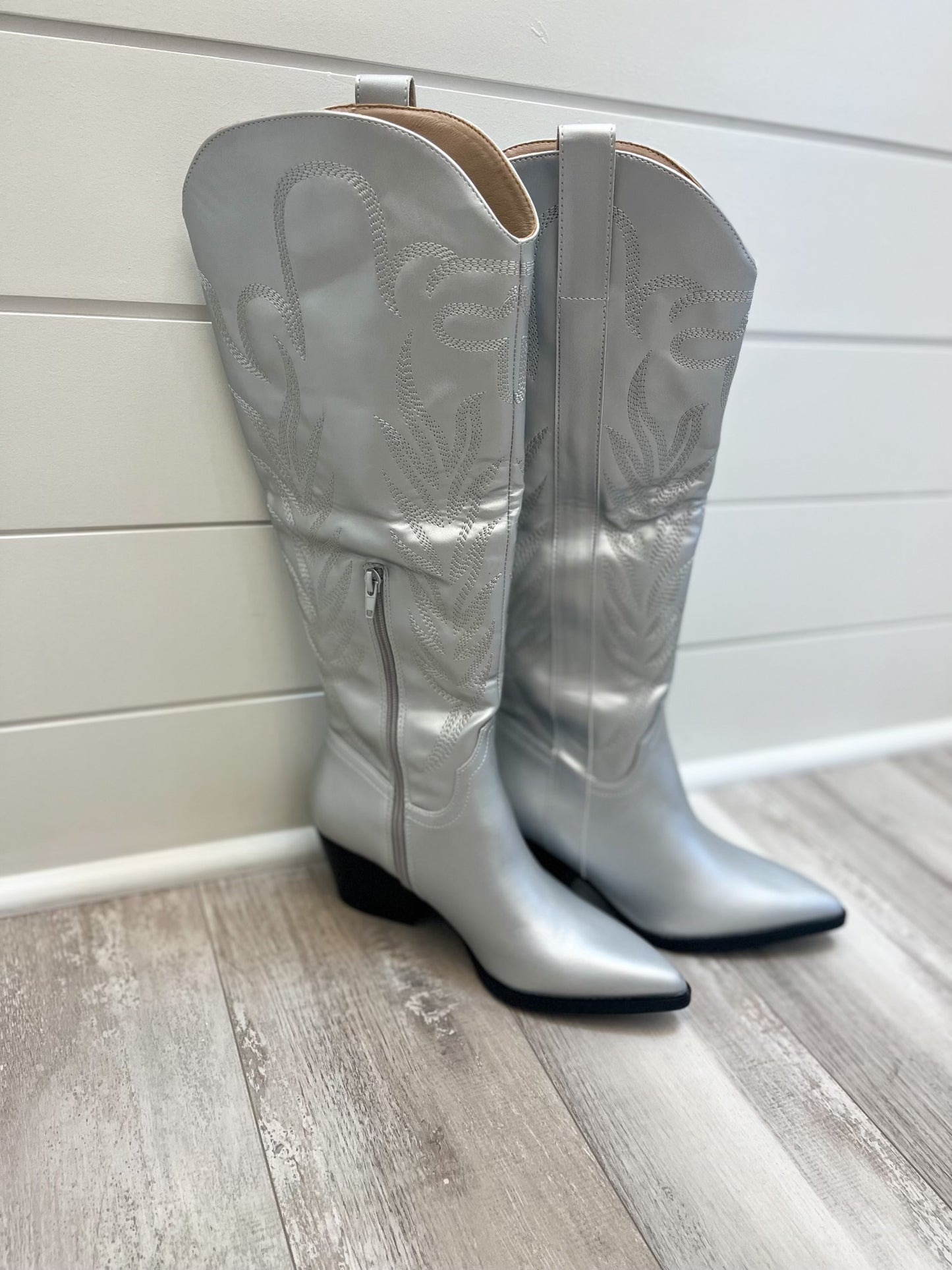 Silver Tall Boots