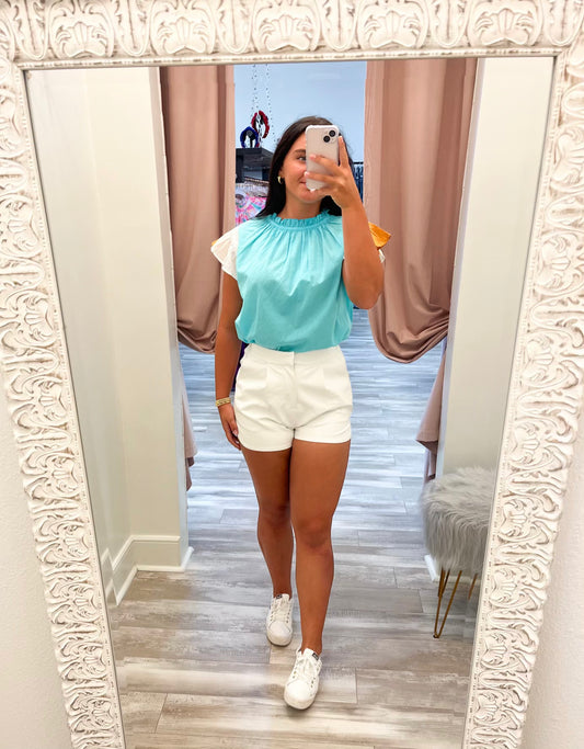 Shiny Pu Shorts white
